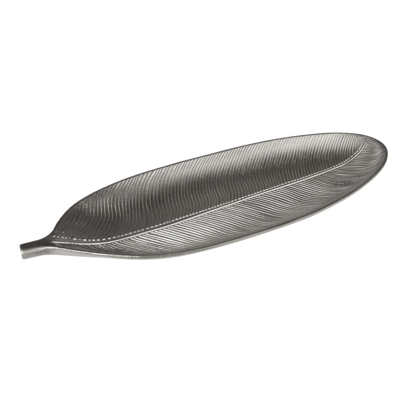Patera dekoracyjna liść Asuan 40 x 14 cm srebrny - 5903754810725