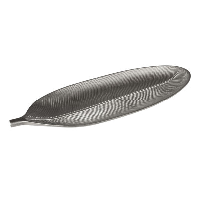 Patera dekoracyjna liść Asuan 40 x 14 cm srebrny - 5903754810725
