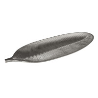 Patera dekoracyjna liść Asuan 40 x 14 cm srebrny - 5903754810725