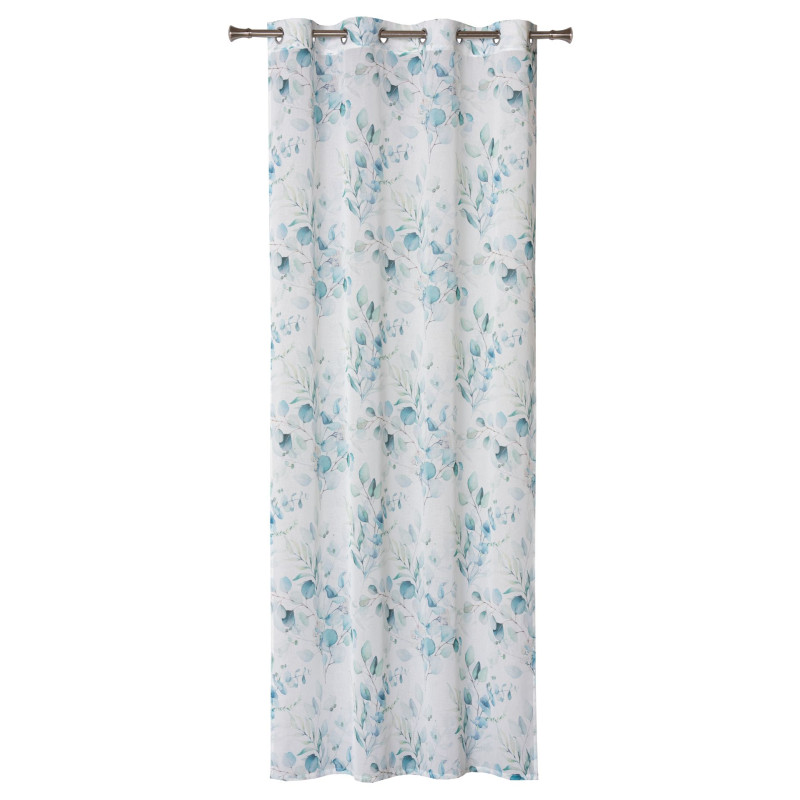 Firana z kółkami ALPINA 140x260cm kol. niebieskie kwiaty listki - 5903754821301