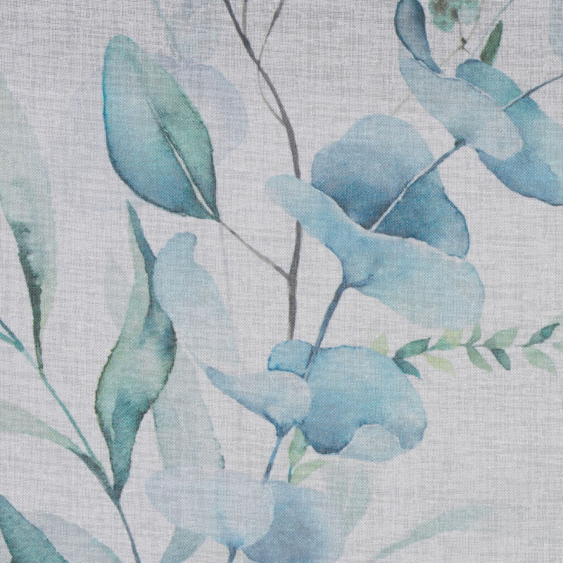 Firana z kółkami ALPINA 140x260cm kol. niebieskie kwiaty listki - 5903754821301