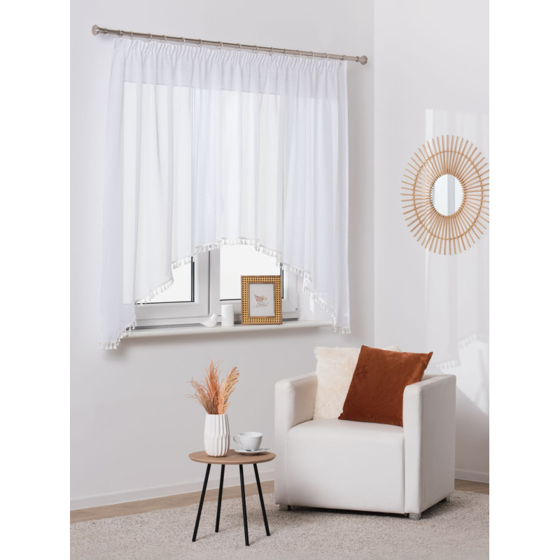 Firana z taś/frędzlami ARLO 290/160 cm, kol. biały - 5903754813825