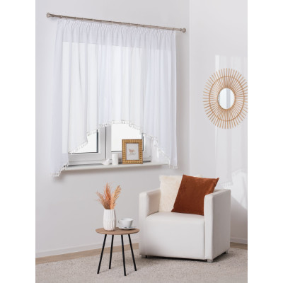 Firana z taś/frędzlami ARLO 290/160 cm, kol. biały - 5903754813825