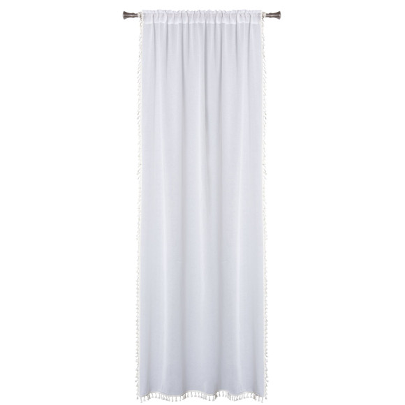 Firanka z tunelem ASENA 140/260 cm, kol. ecru boho frędzle - 5903754820977