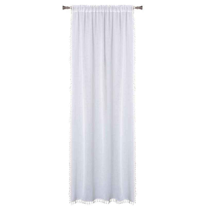 Firanka z tunelem ASENA 140/260 cm, kol. ecru boho frędzle - 5903754820977