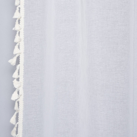 Firanka z tunelem ASENA 140/260 cm, kol. ecru boho frędzle - 5903754820977