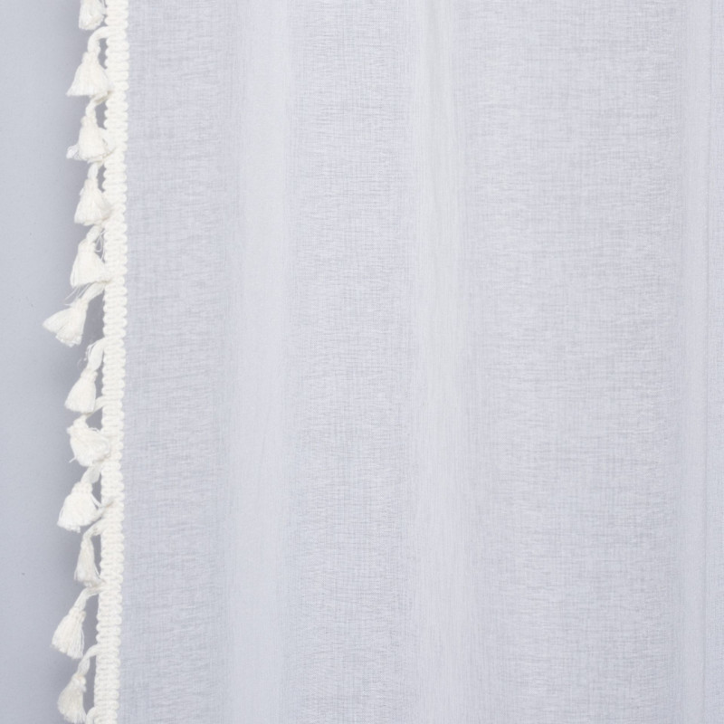 Firanka z tunelem ASENA 140/260 cm, kol. ecru boho frędzle - 5903754820977