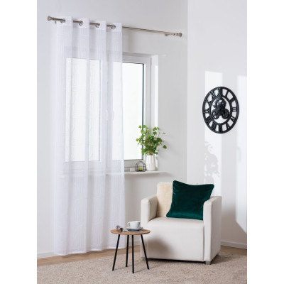 Firana z kółkami BEND 140x260 cm, kol. biały geometryczne łuki - 5903754819728