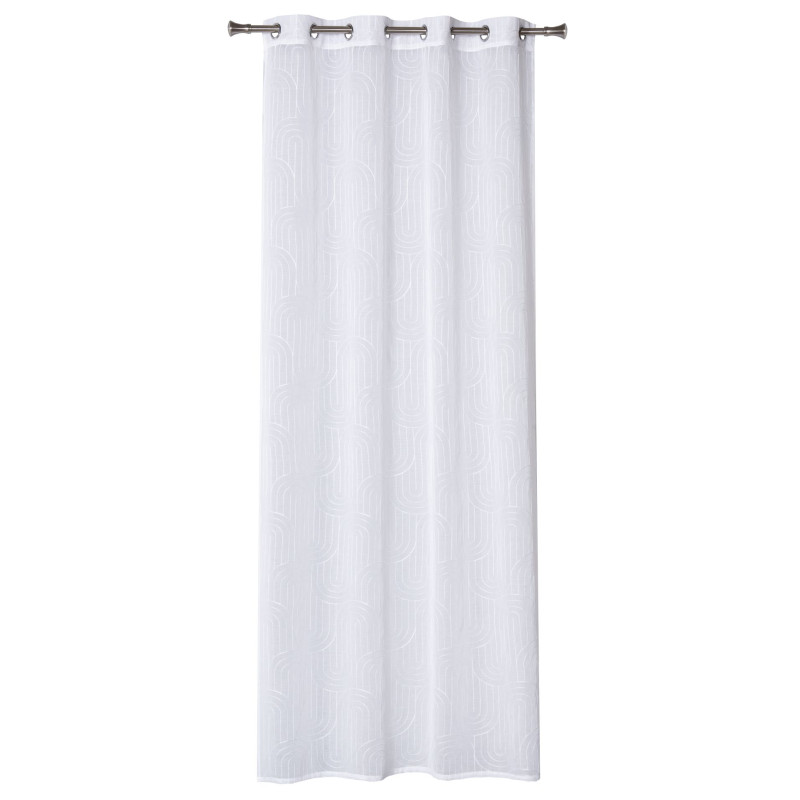 Firana z kółkami BEND 140x260 cm, kol. biały geometryczne łuki - 5903754819728