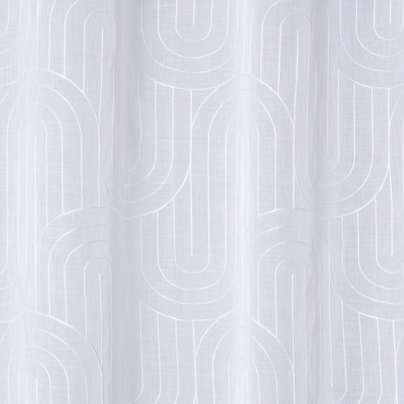 Firana z kółkami BEND 140x260 cm, kol. biały geometryczne łuki - 5903754819728