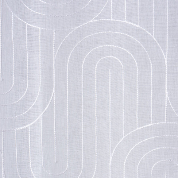 Firana z kółkami BEND 140x260 cm, kol. biały geometryczne łuki - 5903754819728