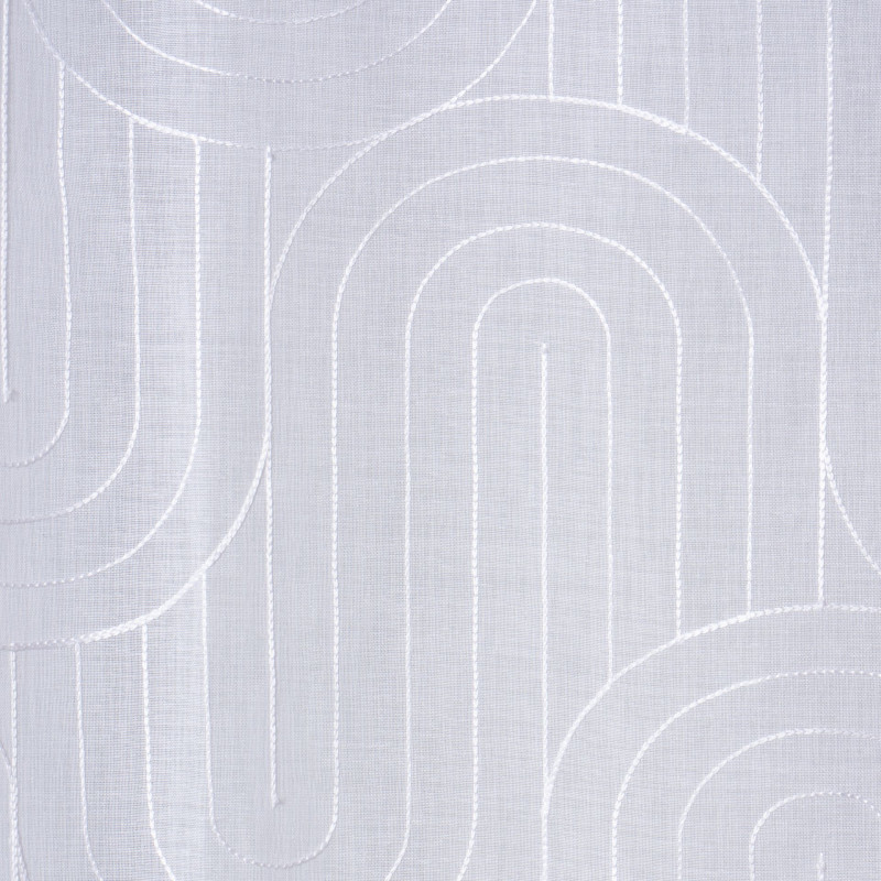 Firana z kółkami BEND 140x260 cm, kol. biały geometryczne łuki - 5903754819728