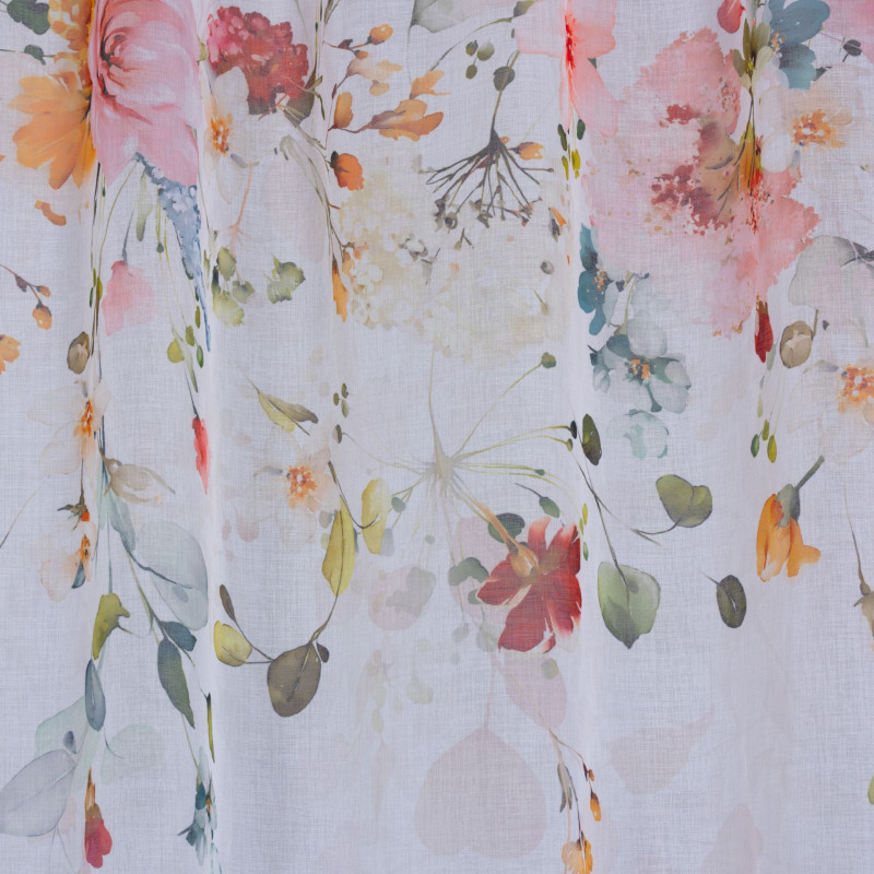 Firana z taśmą FLOWER, 138x260 cm multikolor kwiaty - 5903754825224
