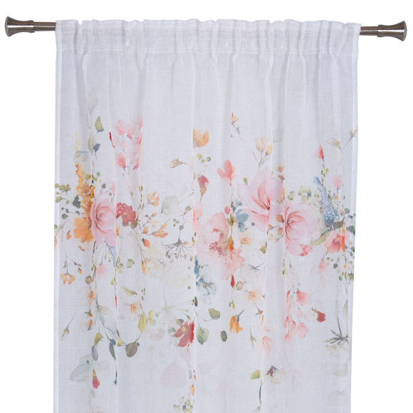 Firana z taśmą FLOWER, 138x260 cm multikolor kwiaty - 5903754825224
