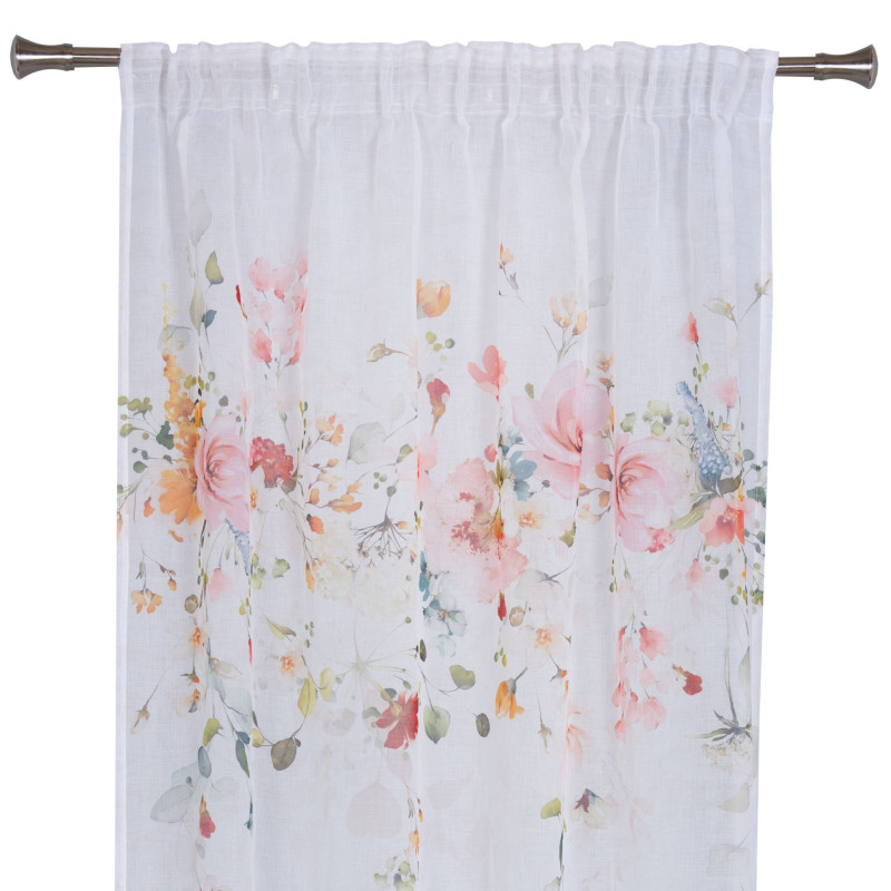 Firana z taśmą FLOWER, 138x260 cm multikolor kwiaty - 5903754825224