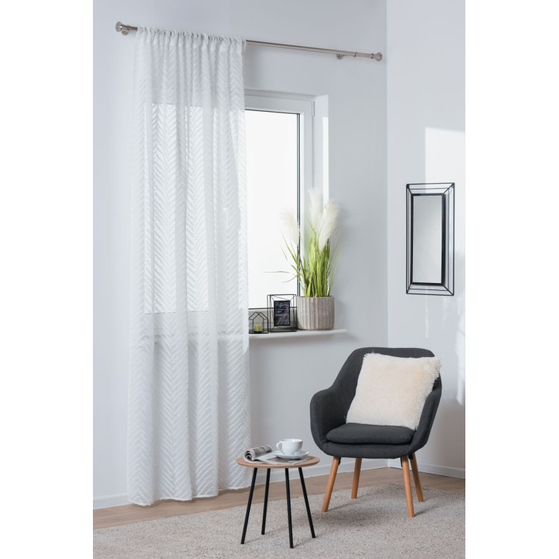 Firana klasyczna poliester 140 cm x 260 kółka biała fantazyjne zdobienie - 5903754818127