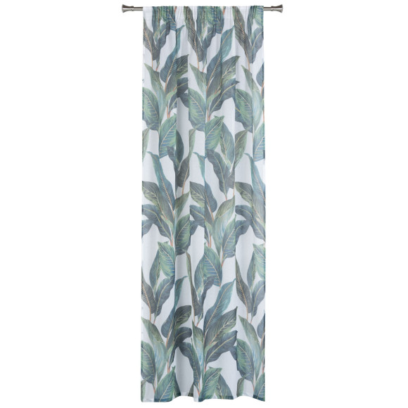 Firana z taśmą marszczącą Moku biała 140x260 cm liście - 5903754826979