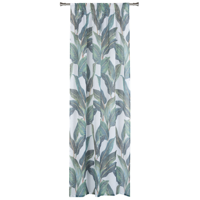 Firana z taśmą marszczącą Moku biała 140x260 cm liście - 5903754826979