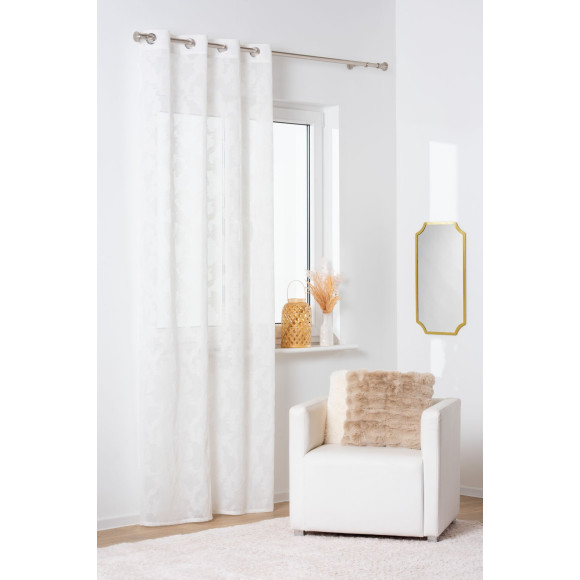 Firanka z kółkami PILEA, 140/260, kol biały fantazyjny wzór - 5903754830785