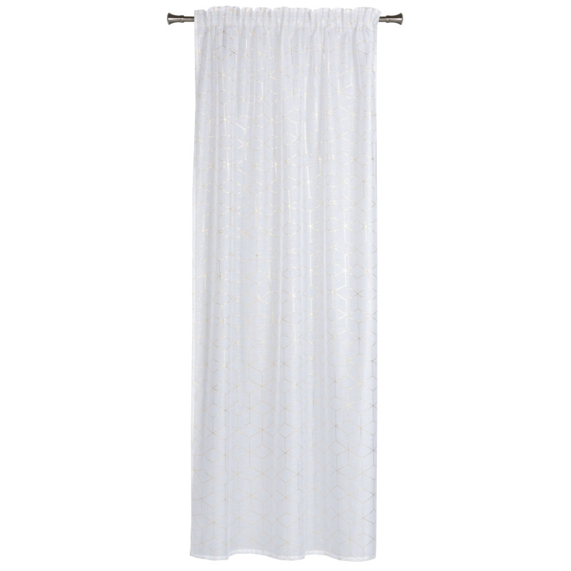 Firana z taśmą SANSO 140x260cm kol biały/złoty błyszczący wzór - 5903754828263