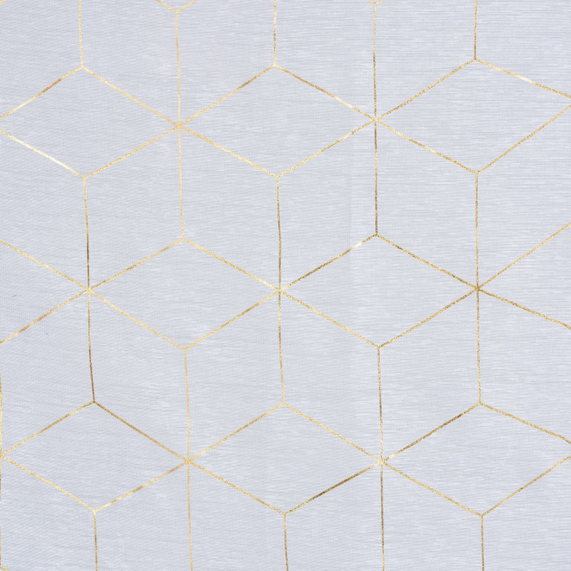 Firana z taśmą SANSO 140x260cm kol biały/złoty błyszczący wzór - 5903754828263