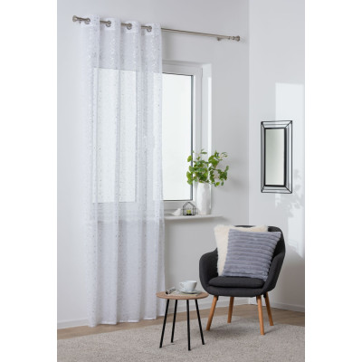 Firana z kółkami VIHAR 140/260 cm, kol. biały srebrny wzór - 5903754824500