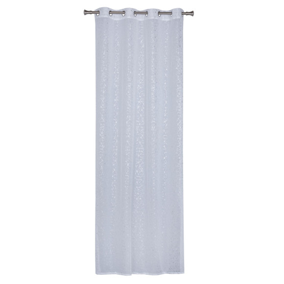 Firana z kółkami VIHAR 140/260 cm, kol. biały srebrny wzór - 5903754824500