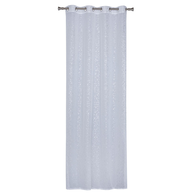Firana z kółkami VIHAR 140/260 cm, kol. biały srebrny wzór - 5903754824500