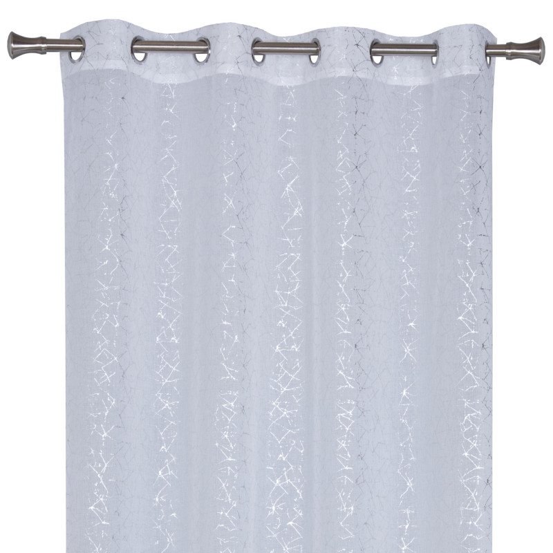 Firana z kółkami VIHAR 140/260 cm, kol. biały srebrny wzór - 5903754824500