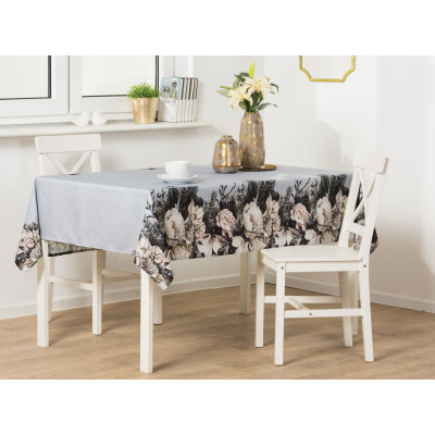 Obrus Alice 140x180 cm szary w kwiaty - 5903754806711