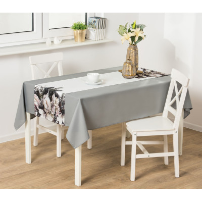 Bieżnik Alice 40x140 cm biały w kwiaty - 5903754806728