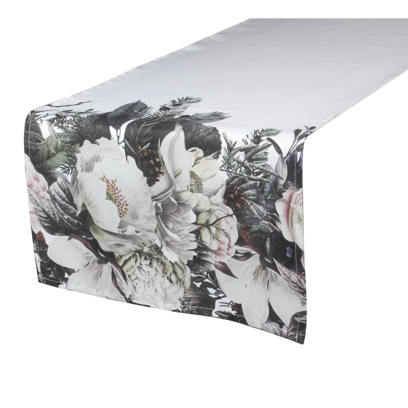 Bieżnik Alice 40x140 cm biały w kwiaty - 5903754806728