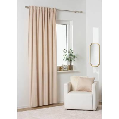 Zasłona z taśmą ABETO 140/260 cm kol. beżowy wzór w jodełkę - 5903754828690