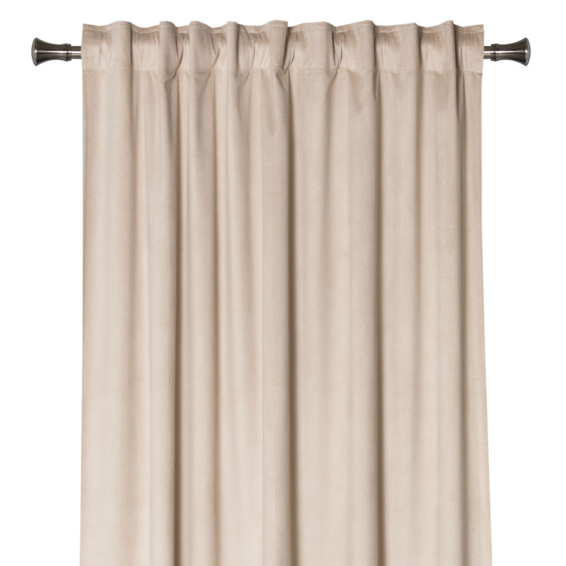 Zasłona z taśmą ABETO 140/260 cm kol. beżowy wzór w jodełkę - 5903754828690