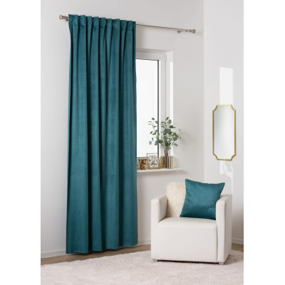 Zasłona z taśmą ABETO 140/260 cm kol. morski wzór w jodełkę - 5903754828706