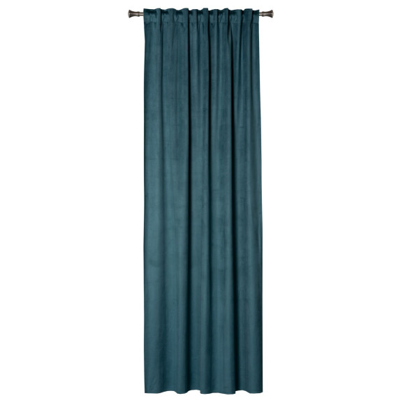 Zasłona z taśmą ABETO 140/260 cm kol. morski wzór w jodełkę - 5903754828706