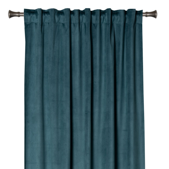 Zasłona z taśmą ABETO 140/260 cm kol. morski wzór w jodełkę - 5903754828706