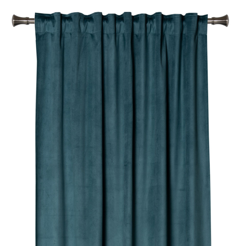 Zasłona z taśmą ABETO 140/260 cm kol. morski wzór w jodełkę - 5903754828706