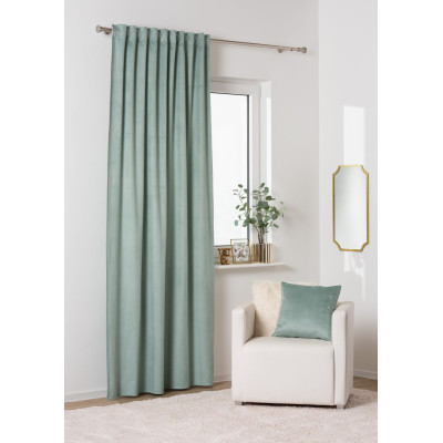 Zasłona z taśmą ABETO 140/260 cm kol. szałwia wzór w jodełkę - 5903754828676