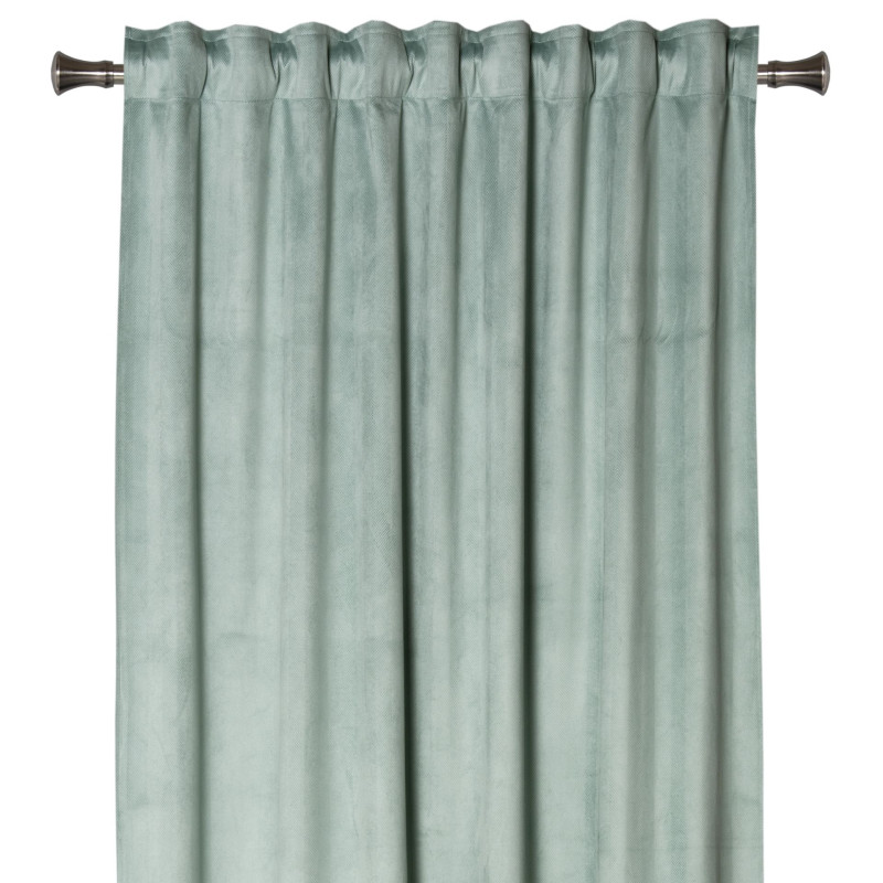 Zasłona z taśmą ABETO 140/260 cm kol. szałwia wzór w jodełkę - 5903754828676