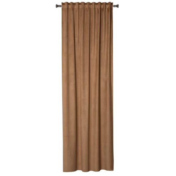 Zasłona z taśmą ABETO 140/260 cm kol. tabacco wzór w jodełkę - 5903754828683