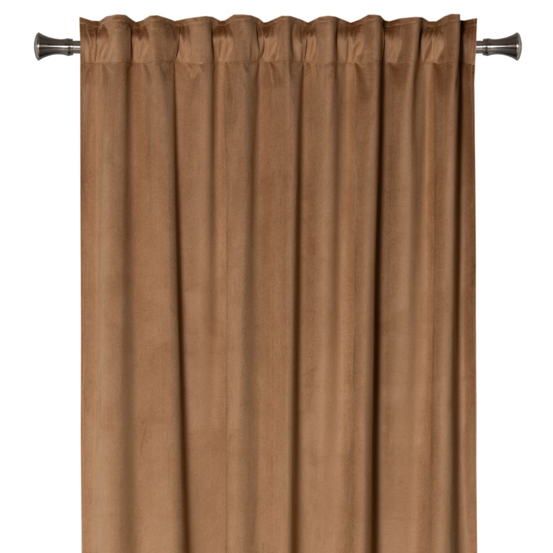 Zasłona z taśmą ABETO 140/260 cm kol. tabacco wzór w jodełkę - 5903754828683