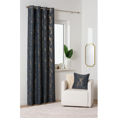 Zasłona z kółkami ALLORO 140x260cm,czarny/złoty nadruk - 5903754828621
