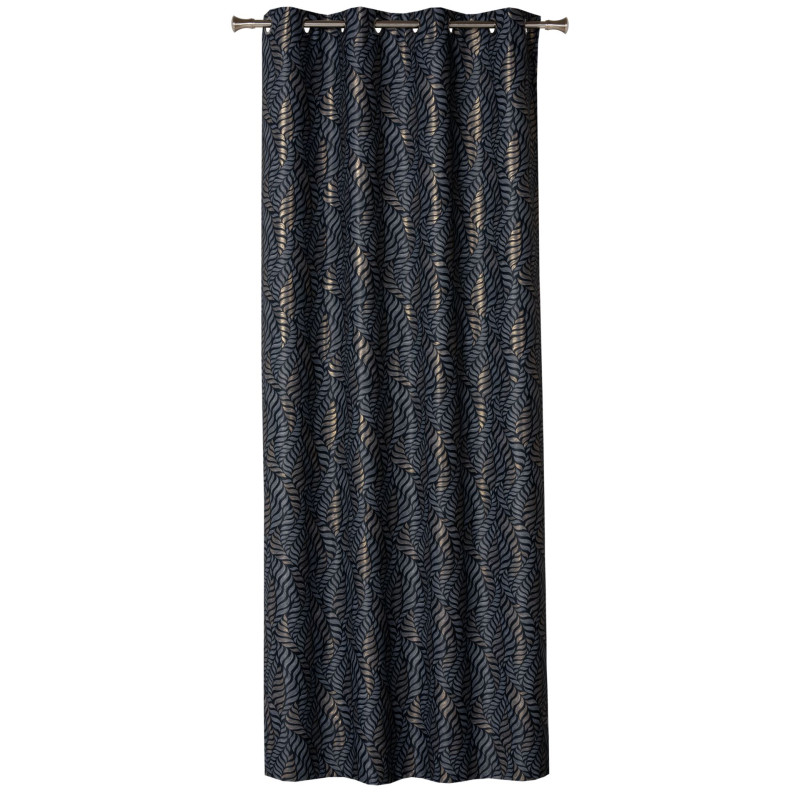 Zasłona z kółkami ALLORO 140x260cm,czarny/złoty nadruk - 5903754828621