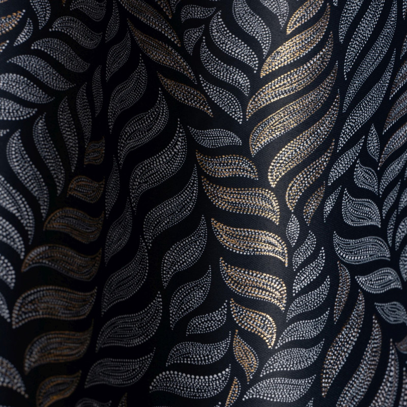 Zasłona z kółkami ALLORO 140x260cm,czarny/złoty nadruk - 5903754828621