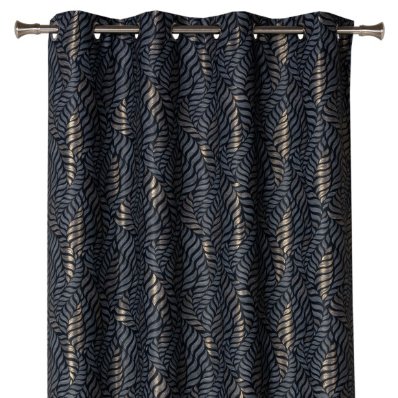 Zasłona z kółkami ALLORO 140x260cm,czarny/złoty nadruk - 5903754828621