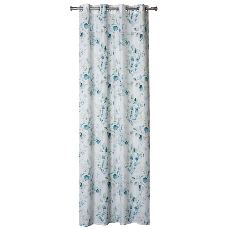 Zasłona z kółkami ALPINA 140x260cm kol. niebieskie kwiaty listki - 5903754821349