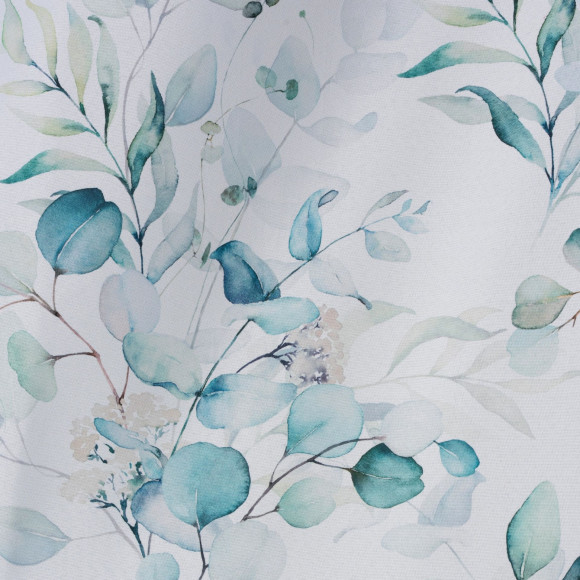 Zasłona z kółkami ALPINA 140x260cm kol. niebieskie kwiaty listki - 5903754821349
