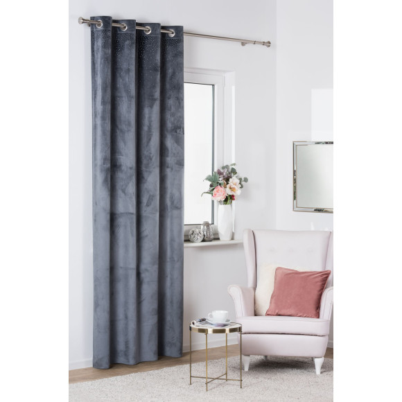 Zasłona aksamitna Cristal kółka 135x260 antracyt - 5903754809729