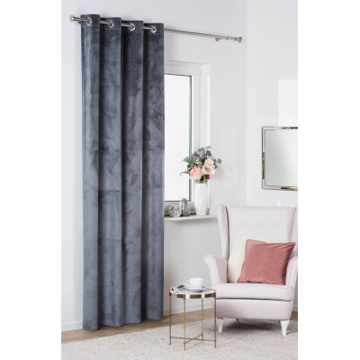 Zasłona aksamitna Cristal kółka 135x260 antracyt - 5903754809729